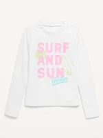 Long-Sleeve Graphic Rashguard Swim Top for Girls