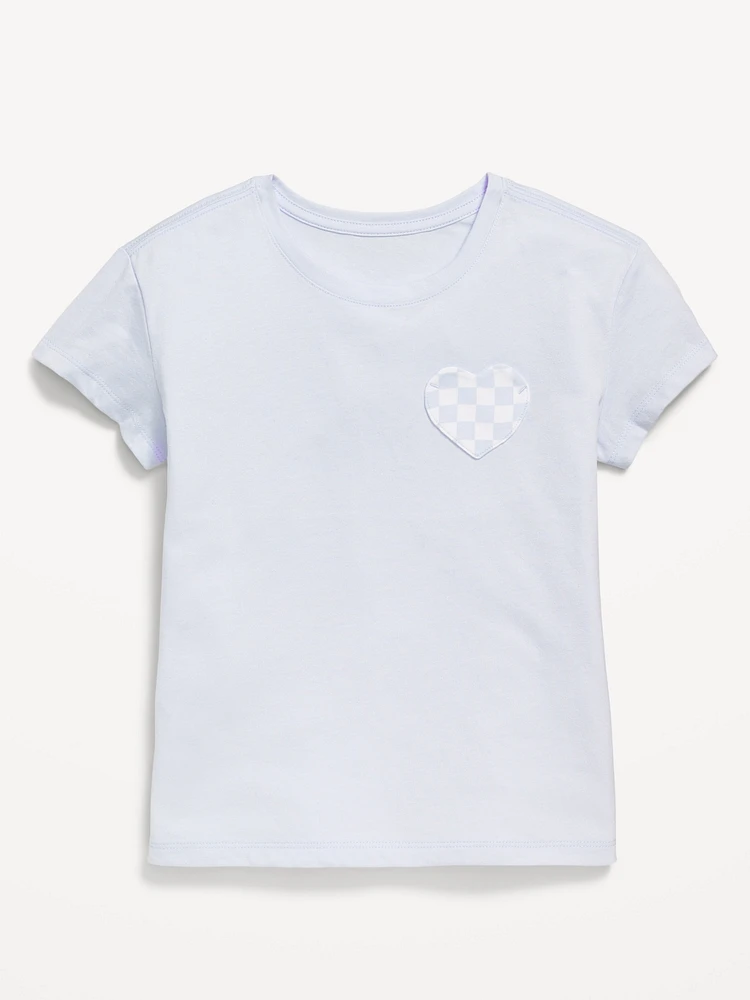 Softest Short-Sleeve Heart-Pocket T-Shirt for Girls