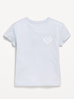 Softest Short-Sleeve Heart-Pocket T-Shirt for Girls