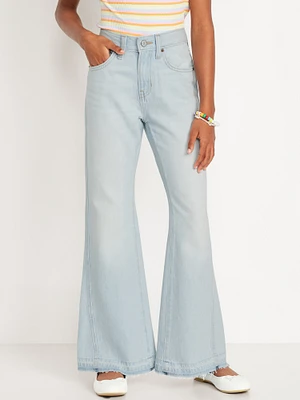 High-Waisted Baggy Frayed-Hem Flare-Leg Jeans for Girls