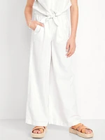 High-Waisted Linen-Blend Wide-Leg Pants for Girls