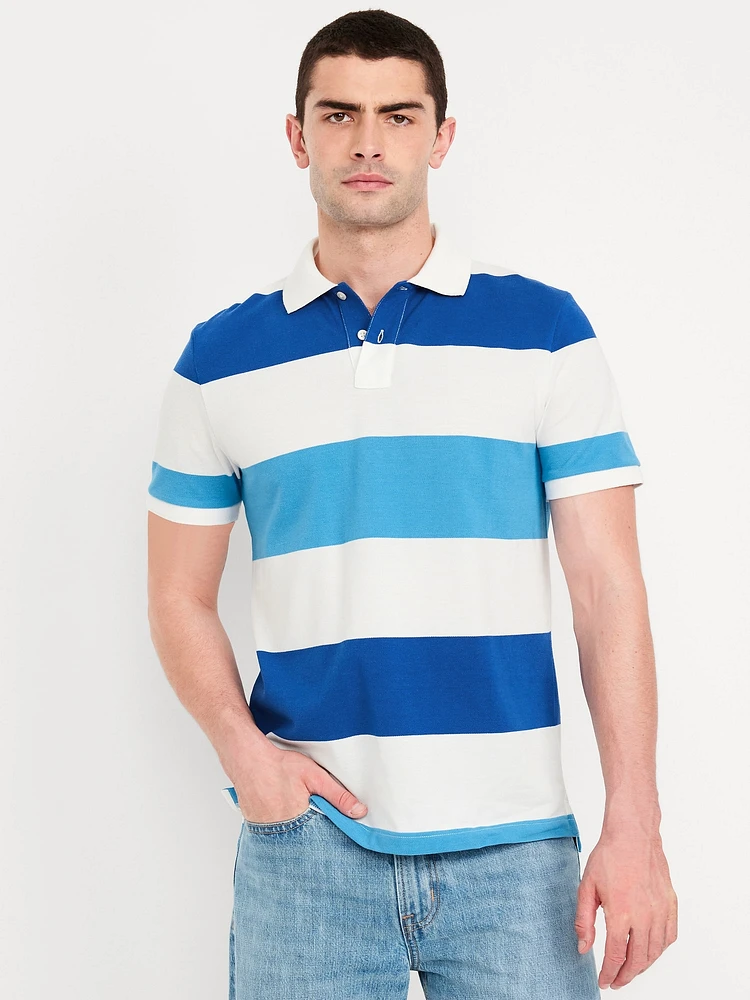 Classic Fit Striped Pique Polo