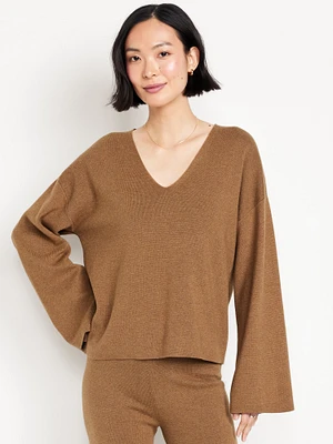 Bell-leeve V-Neck weater