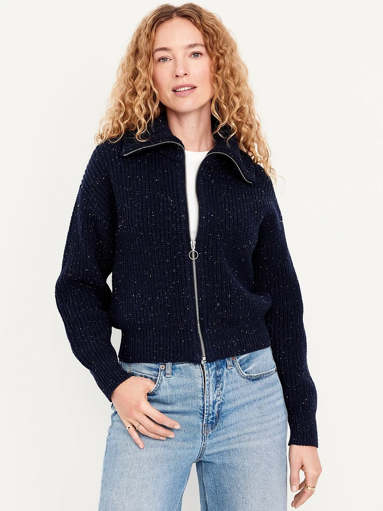 Ribbed Full-Zip Cardigan