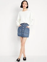 Mid-Rise Jean Utility Mini Skirt