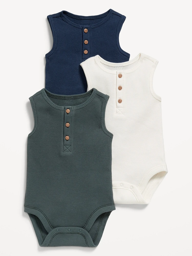 Sleeveless Waffle-Knit Henley Bodysuit for Baby