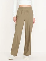 High-Waisted SleekTech Wide-Leg Cargo Pants