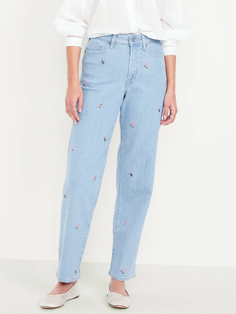 High-Waisted OG Loose Embroidered Jeans