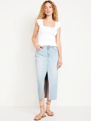 Mid-Rise Jean Maxi Skirt