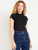 Ribbed ock-Neck Top