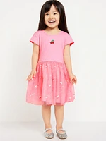 Short-Sleeve Fit and Flare Tutu Dress for Toddler Girls