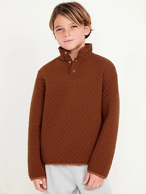 Quarter-Snap Quilted Jersey-Knit Sweatshirt for Boys