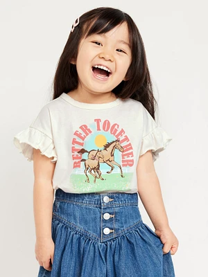 Short Ruffle-Sleeve T-Shirt for Toddler Girls