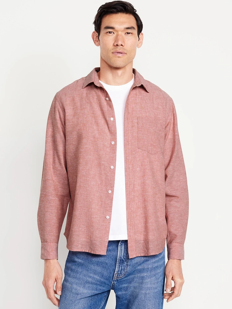 Relaxed Fit Linen-Blend Shirt