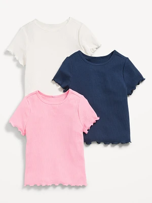 Short-Sleeve Lettuce-Edge T-Shirt 3-Pack for Toddler Girls