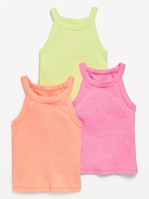 3-Pack Fitted Halter Tank Tops for Toddler Girls