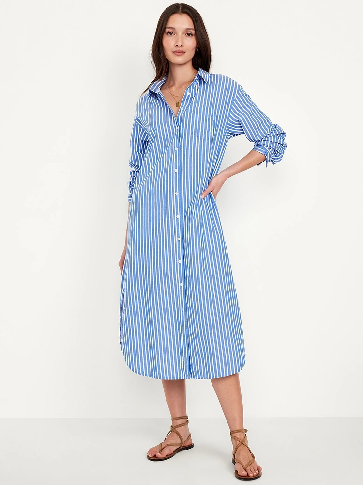 Striped Midi Shirt Dress