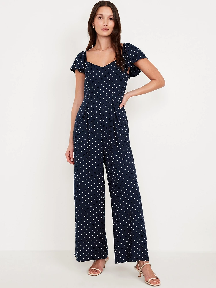 Fit & Flare Crepe Jumpsuit