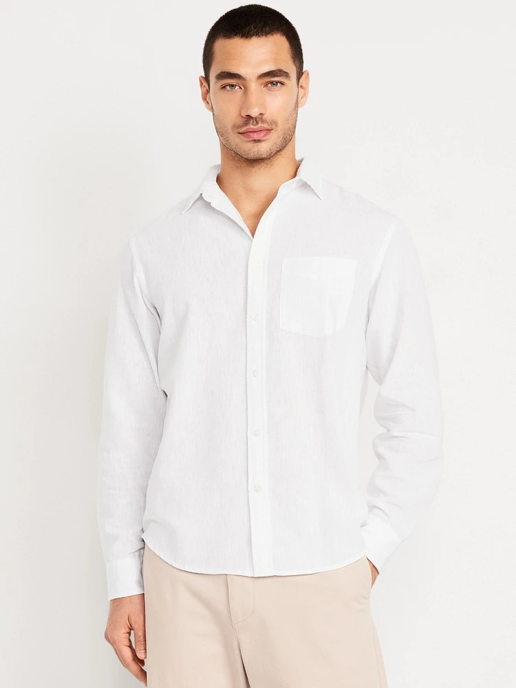 Linen-Blend Pocket Shirt