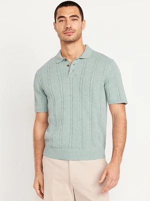 Short-Sleeve Cable-Knit Polo