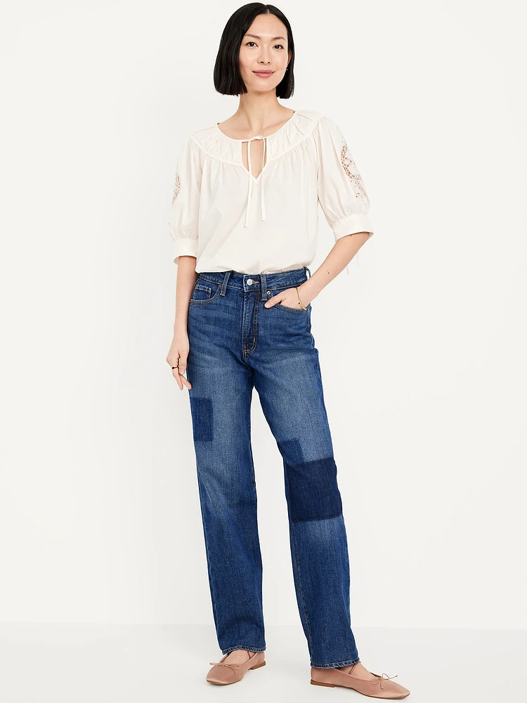 High-Waisted OG Loose Laser Patch Jeans