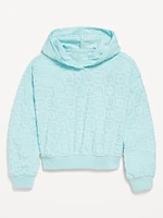 Loose Textured Terry Pullover Hoodie for Girls