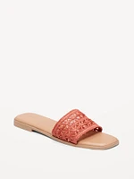 Floral Raffia Slide Sandals