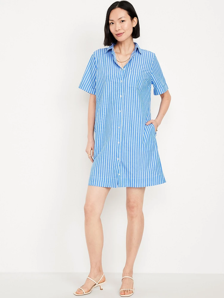 Striped Mini Shirt Dress