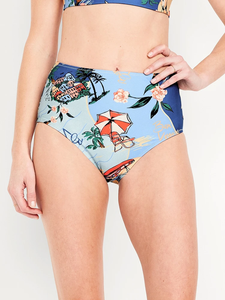 Matte High-Waisted Bikini Swim Bottoms