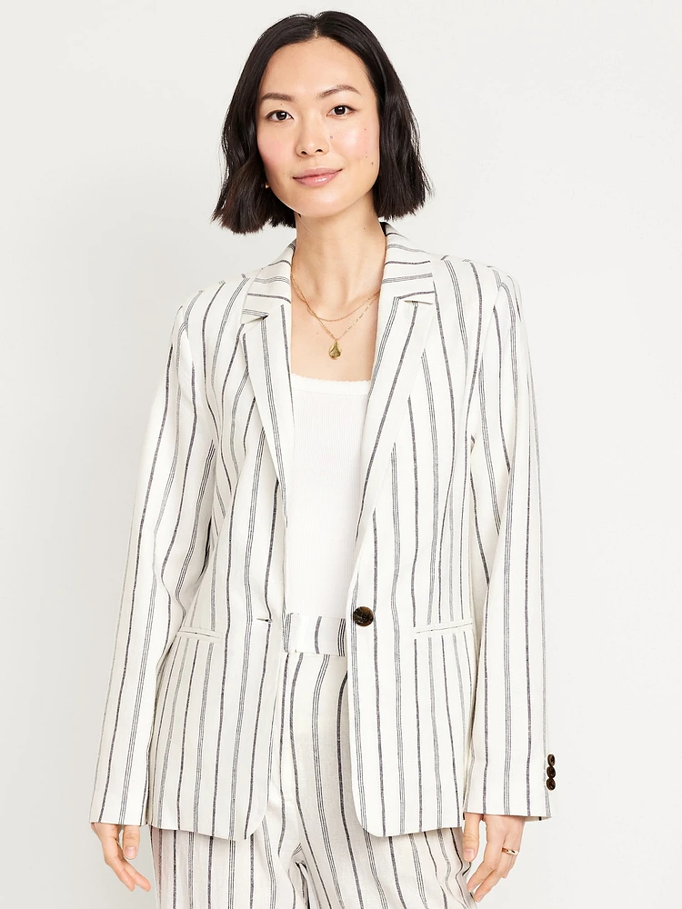 Taylor Fitted Linen-Blend Suit Blazer