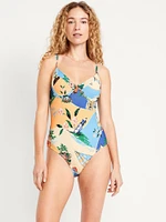 Textured One-Piece Balconette Swimsuit