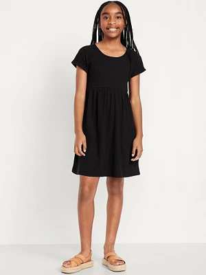 Short-Sleeve Ribbed Dress for Girls