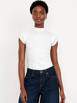 Ribbed Mock-Neck Top