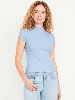 Ribbed Mock-Neck Top