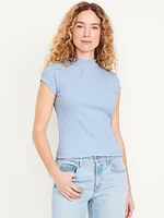 Ribbed Mock-Neck Top