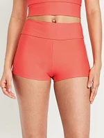 High-Waisted Matte Swim Shorts - 2-inch inseam