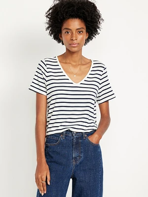 Luxe V-Neck Striped T-Shirt