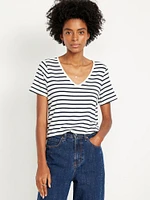 Luxe V-Neck Striped T-Shirt