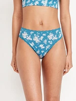 High-Waisted Lace-Trim Bikini Underwear