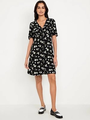 Button-Down Crepe Mini Dress