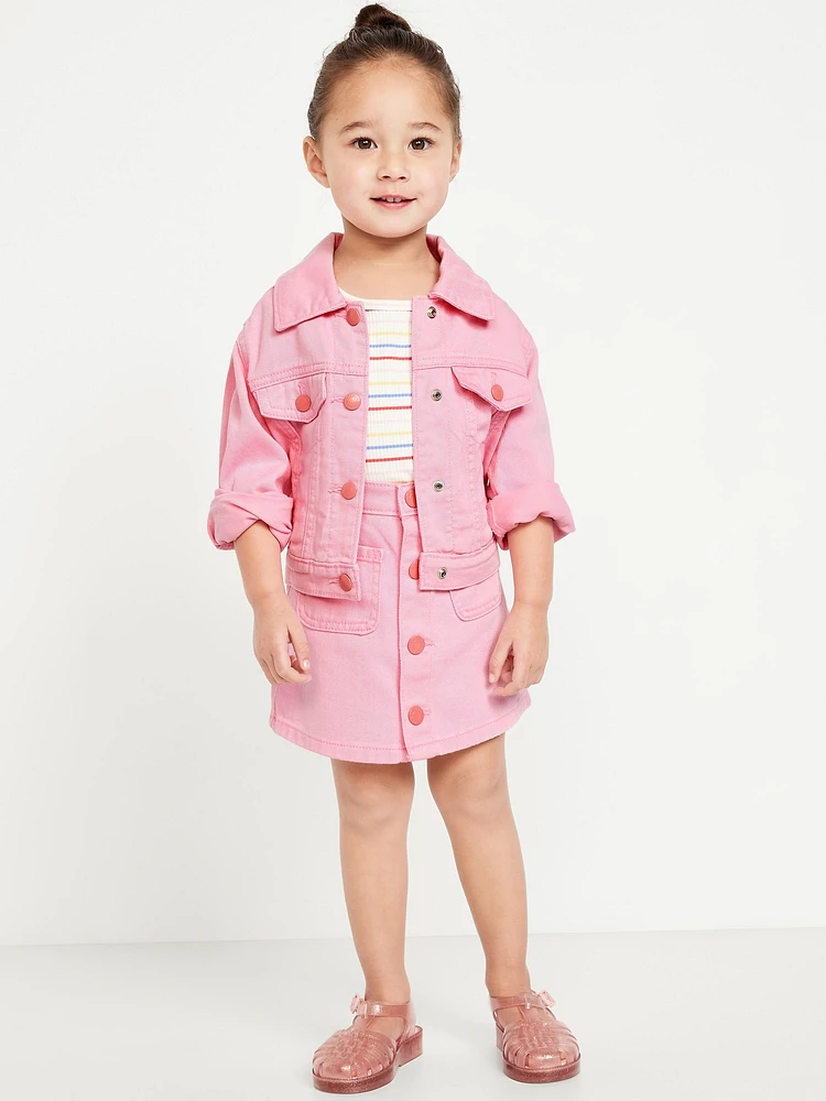 High-Waisted A-Line Button-Front Twill Skirt for Toddler Girls