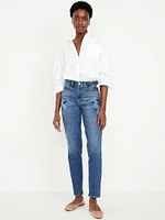 High-Waisted OG Straight Floral Applique Ankle Jeans