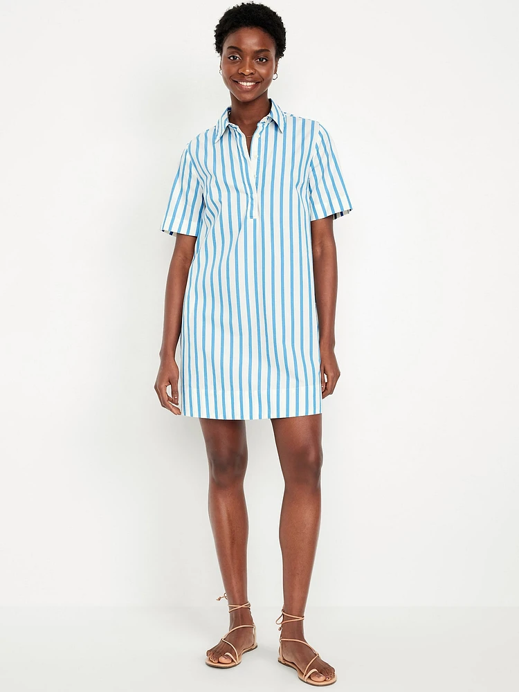 Short-Sleeve Mini Swing Shirt Dress