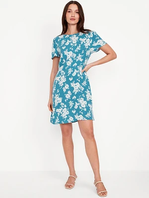 Printed Crepe Mini Dress