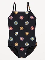 Printed Back Cutout One-Piece Swimsuit for Girls