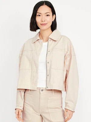 Canvas Crop Utility Jacket