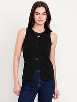 Button-Down Ribbed Top