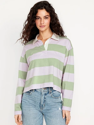 Rugby Stripe Crop Polo