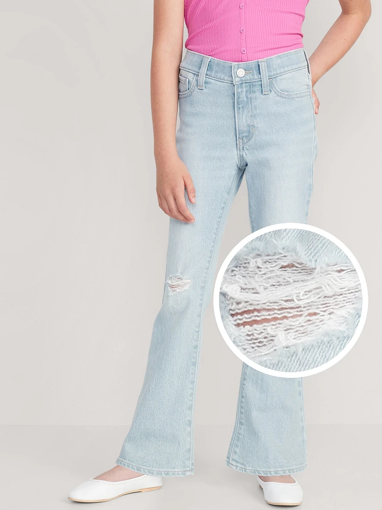 High-Waisted Built-In Tough Ripped Flare Jeans for Girls