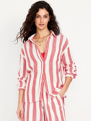 Button-Down Crinkle Gauze Shirt